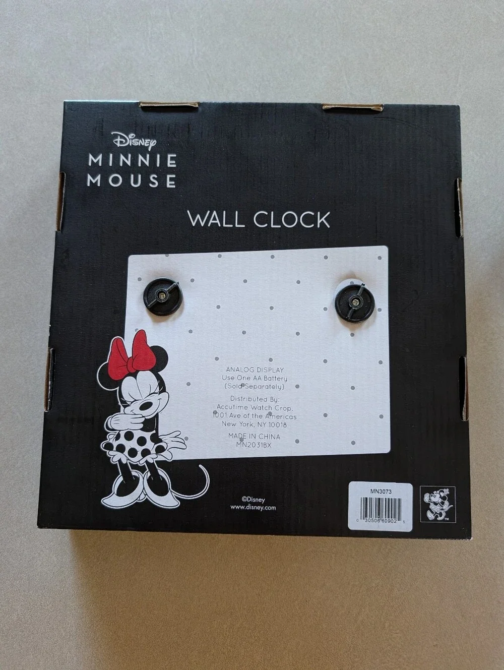 Disney Minnie Mouse Red and Yellow Wall Clock. New